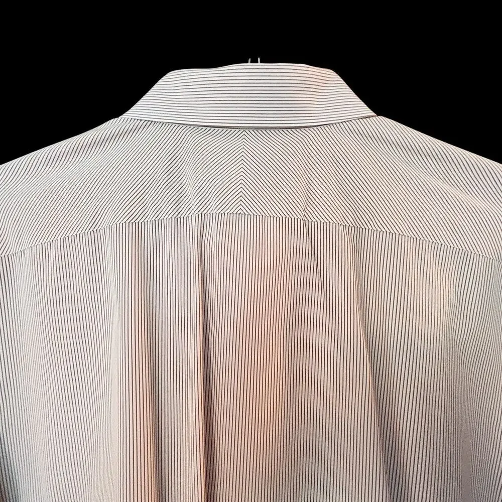 Banana Republic Men's Tall Tailored Slim Fit Cotton Brown White Striped Shirt XL